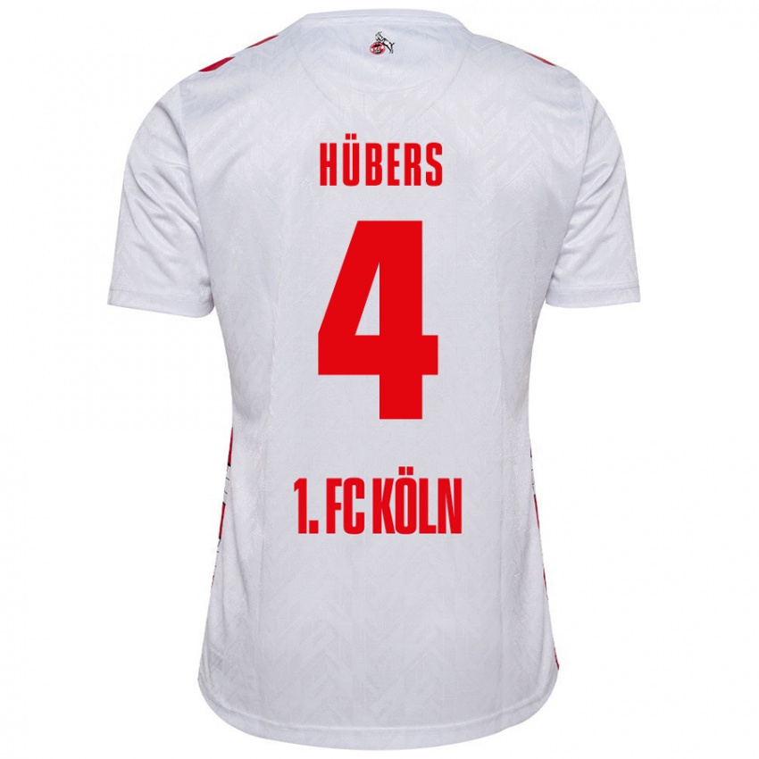 Niño Camiseta Timo Hübers #4 Blanco Rojo 1ª Equipación 2024/25 La Camisa Chile