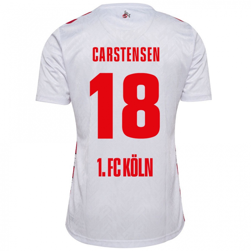 Niño Camiseta Rasmus Carstensen #18 Blanco Rojo 1ª Equipación 2024/25 La Camisa Chile