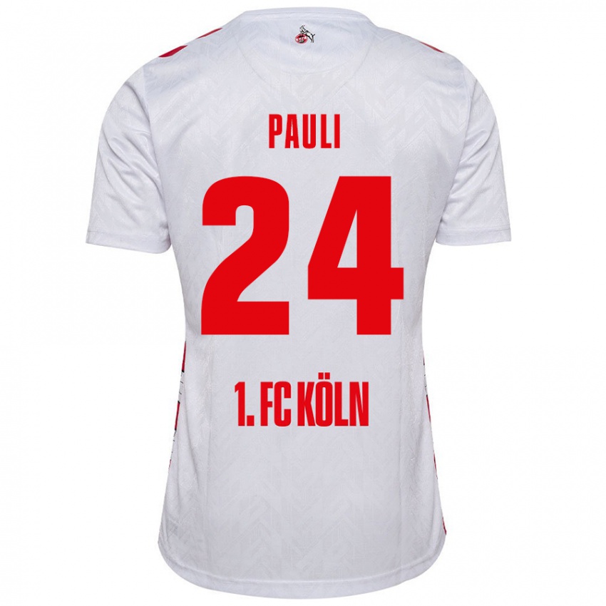 Niño Camiseta Julian Pauli #24 Blanco Rojo 1ª Equipación 2024/25 La Camisa Chile