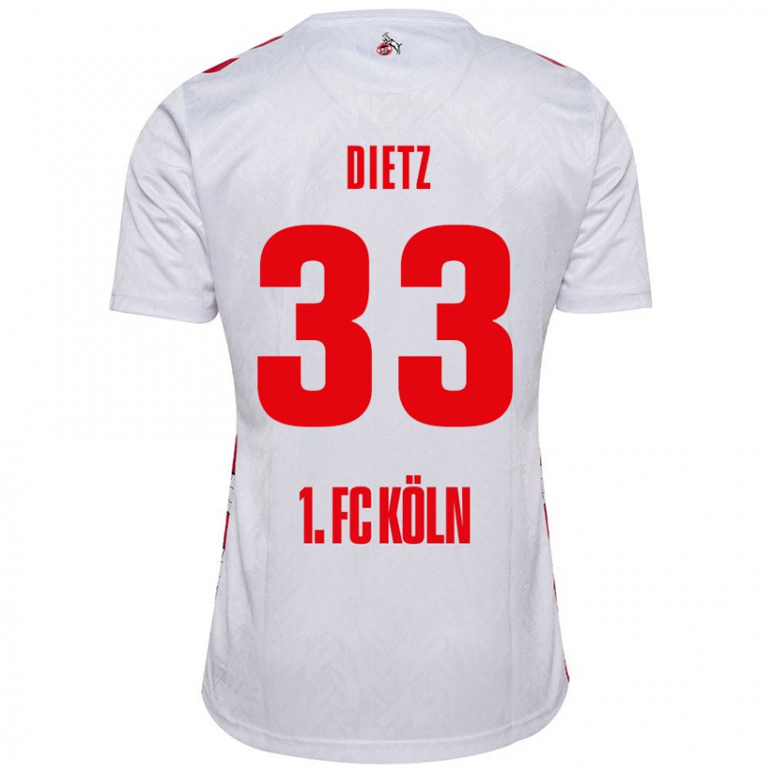 Niño Camiseta Florian Dietz #33 Blanco Rojo 1ª Equipación 2024/25 La Camisa Chile