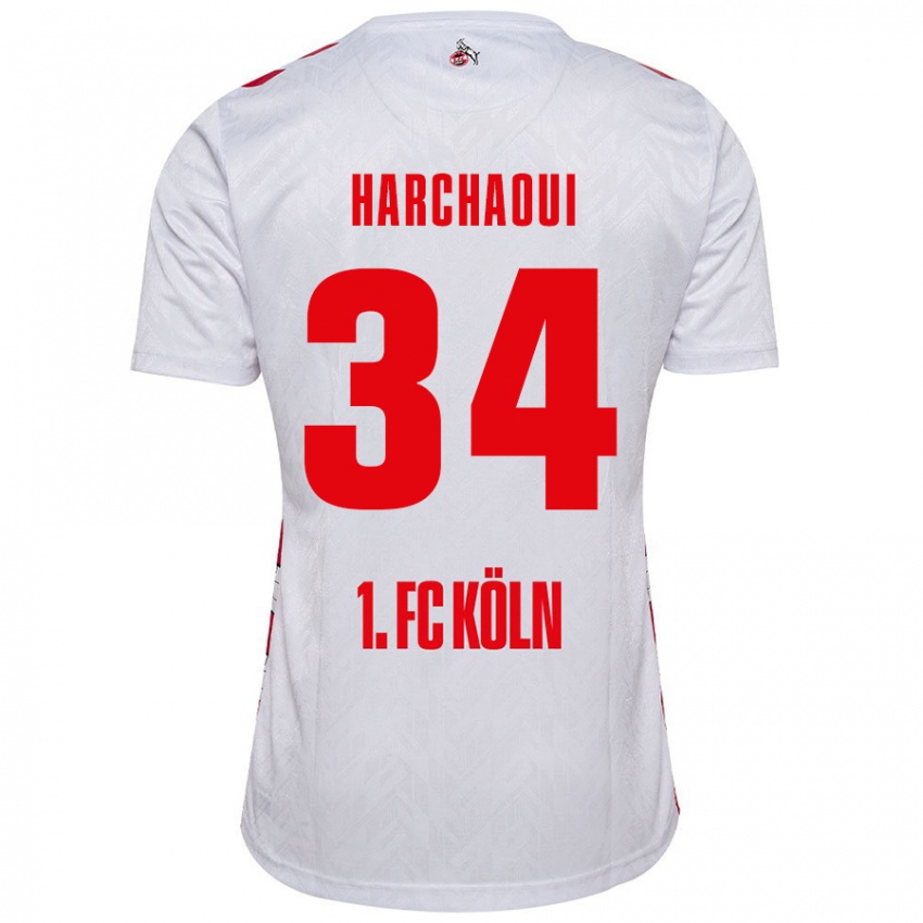 Niño Camiseta Fayssal Harchaoui #34 Blanco Rojo 1ª Equipación 2024/25 La Camisa Chile