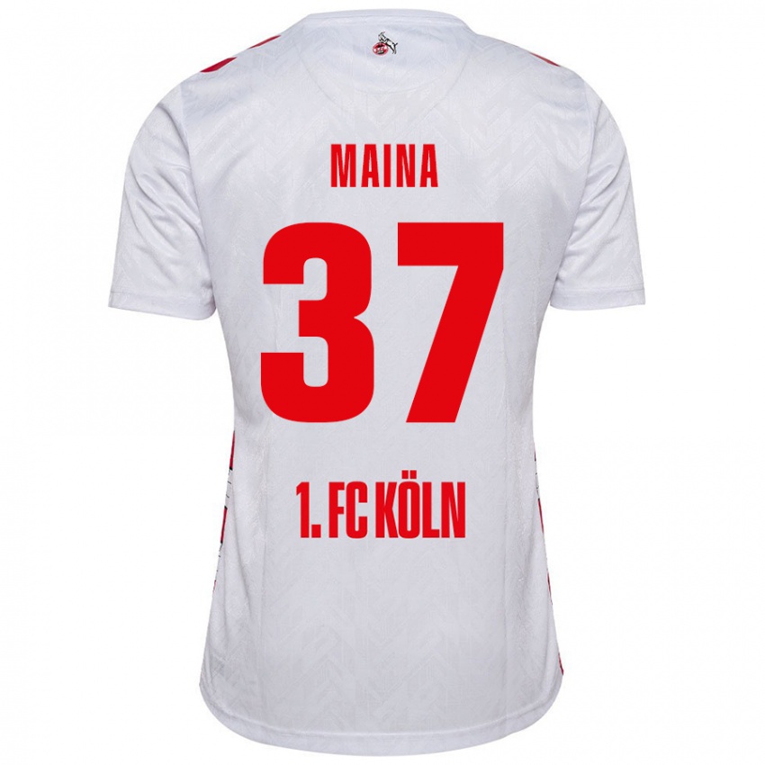 Niño Camiseta Linton Maina #37 Blanco Rojo 1ª Equipación 2024/25 La Camisa Chile