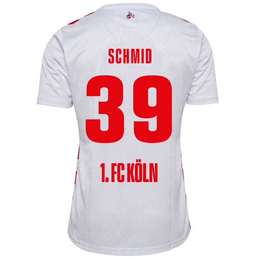 Niño Camiseta Maximilian Schmid #39 Blanco Rojo 1ª Equipación 2024/25 La Camisa Chile