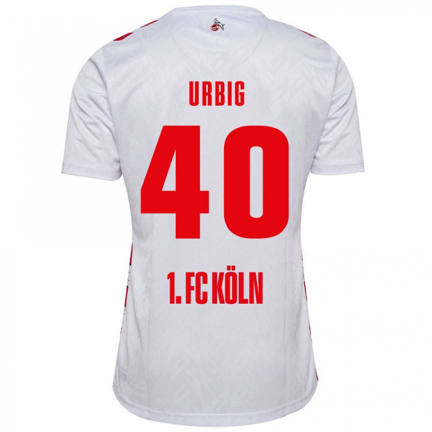 Niño Camiseta Jonas Urbig #40 Blanco Rojo 1ª Equipación 2024/25 La Camisa Chile