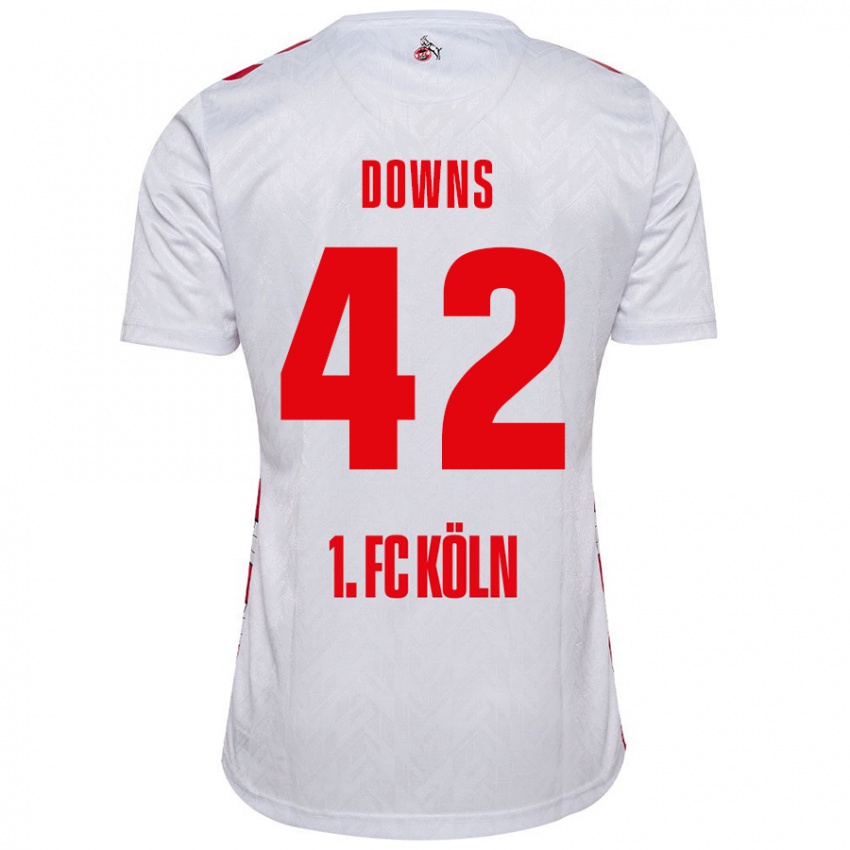 Niño Camiseta Damion Downs #42 Blanco Rojo 1ª Equipación 2024/25 La Camisa Chile