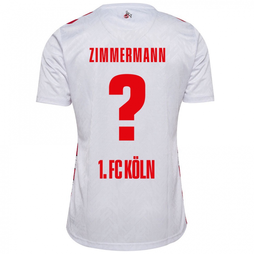 Niño Camiseta Nick Zimmermann #0 Blanco Rojo 1ª Equipación 2024/25 La Camisa Chile