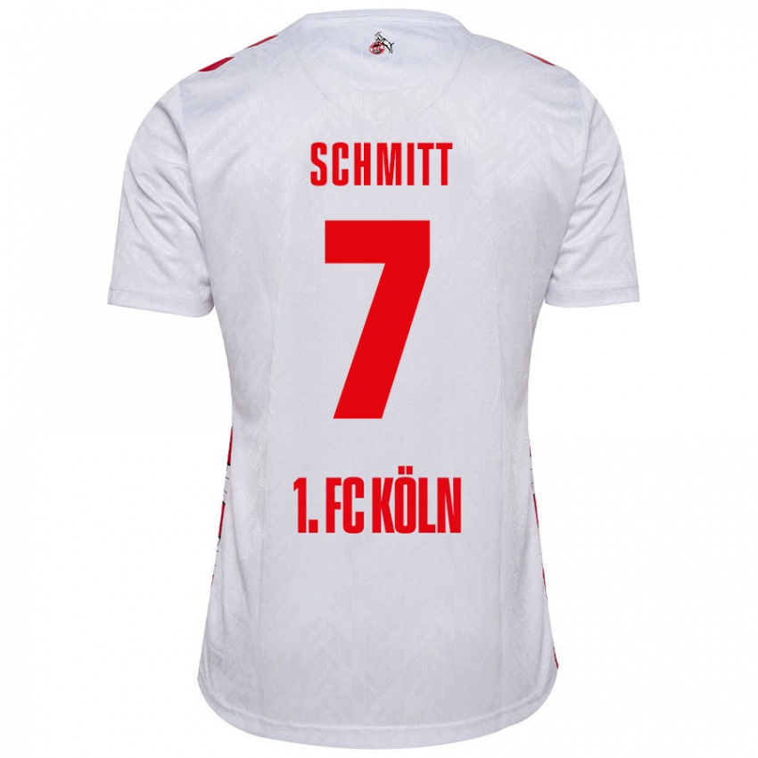 Niño Camiseta Oliver Schmitt #7 Blanco Rojo 1ª Equipación 2024/25 La Camisa Chile