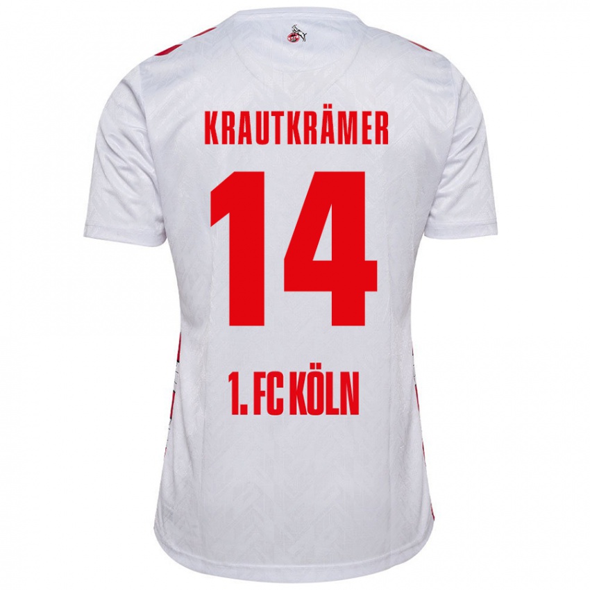 Niño Camiseta Jakob Krautkrämer #14 Blanco Rojo 1ª Equipación 2024/25 La Camisa Chile