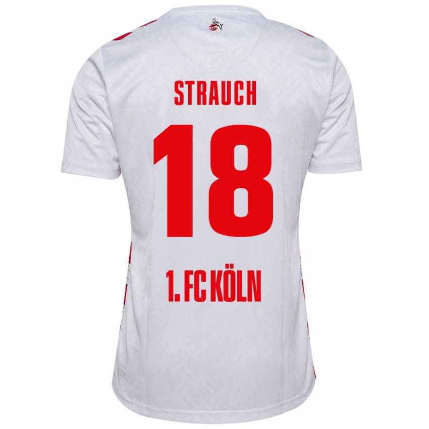 Niño Camiseta Georg Strauch #18 Blanco Rojo 1ª Equipación 2024/25 La Camisa Chile