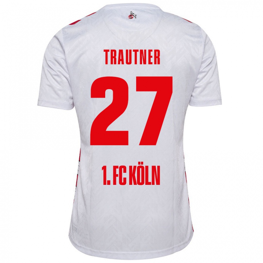 Niño Camiseta Tobias Trautner #27 Blanco Rojo 1ª Equipación 2024/25 La Camisa Chile