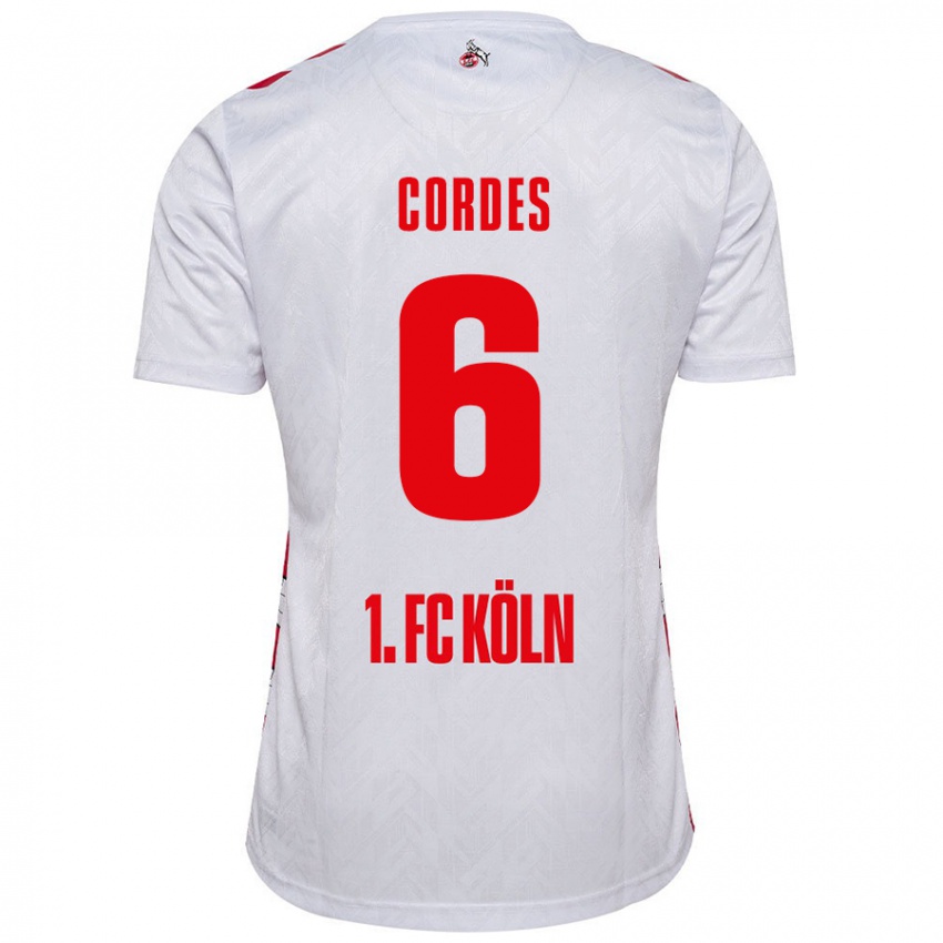 Niño Camiseta Lotta Cordes #6 Blanco Rojo 1ª Equipación 2024/25 La Camisa Chile