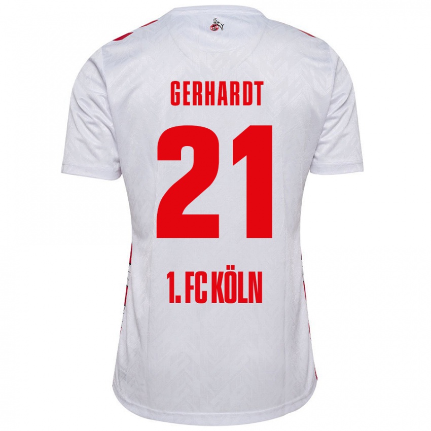 Niño Camiseta Anna Gerhardt #21 Blanco Rojo 1ª Equipación 2024/25 La Camisa Chile