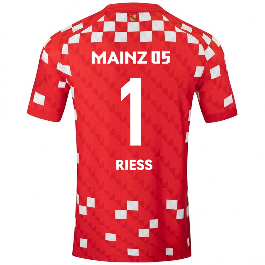 Niño Camiseta Lasse Rieß #1 Blanco Rojo 1ª Equipación 2024/25 La Camisa Chile