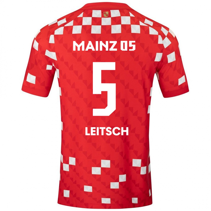 Niño Camiseta Maxim Leitsch #5 Blanco Rojo 1ª Equipación 2024/25 La Camisa Chile