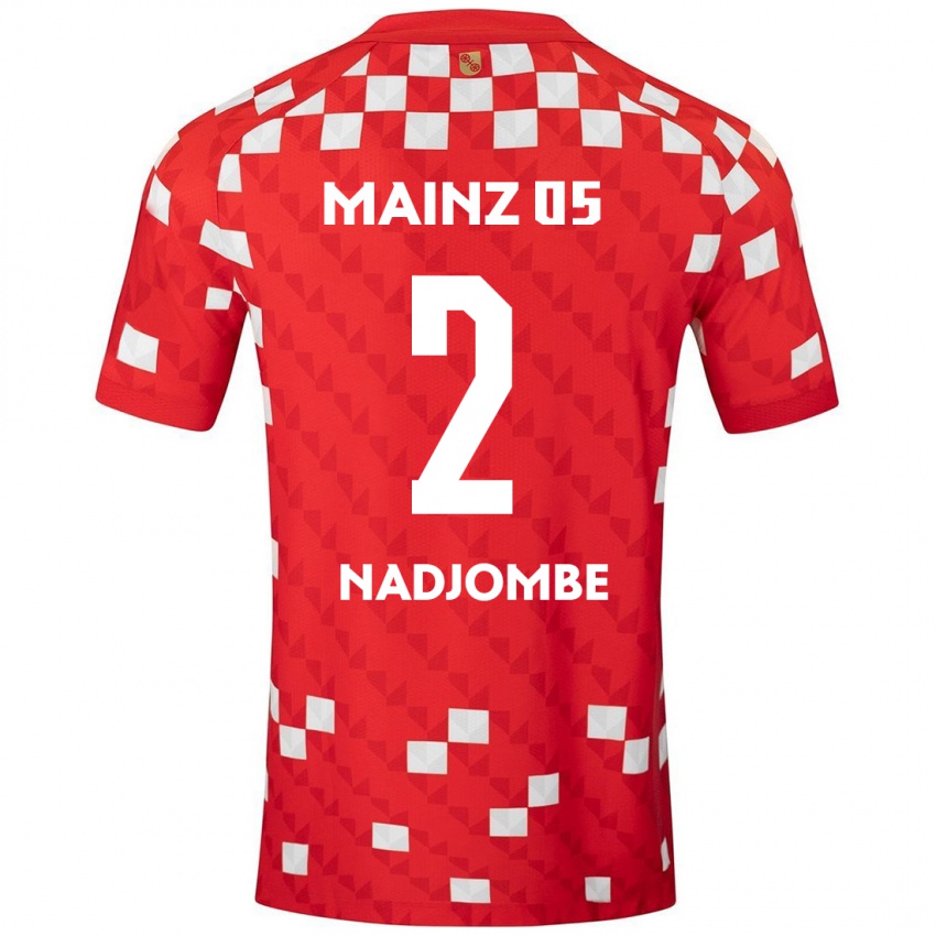 Niño Camiseta Jean-Marie Nadjombe #2 Blanco Rojo 1ª Equipación 2024/25 La Camisa Chile