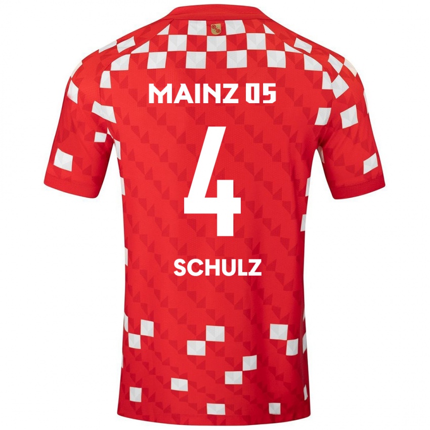 Niño Camiseta Philipp Schulz #4 Blanco Rojo 1ª Equipación 2024/25 La Camisa Chile