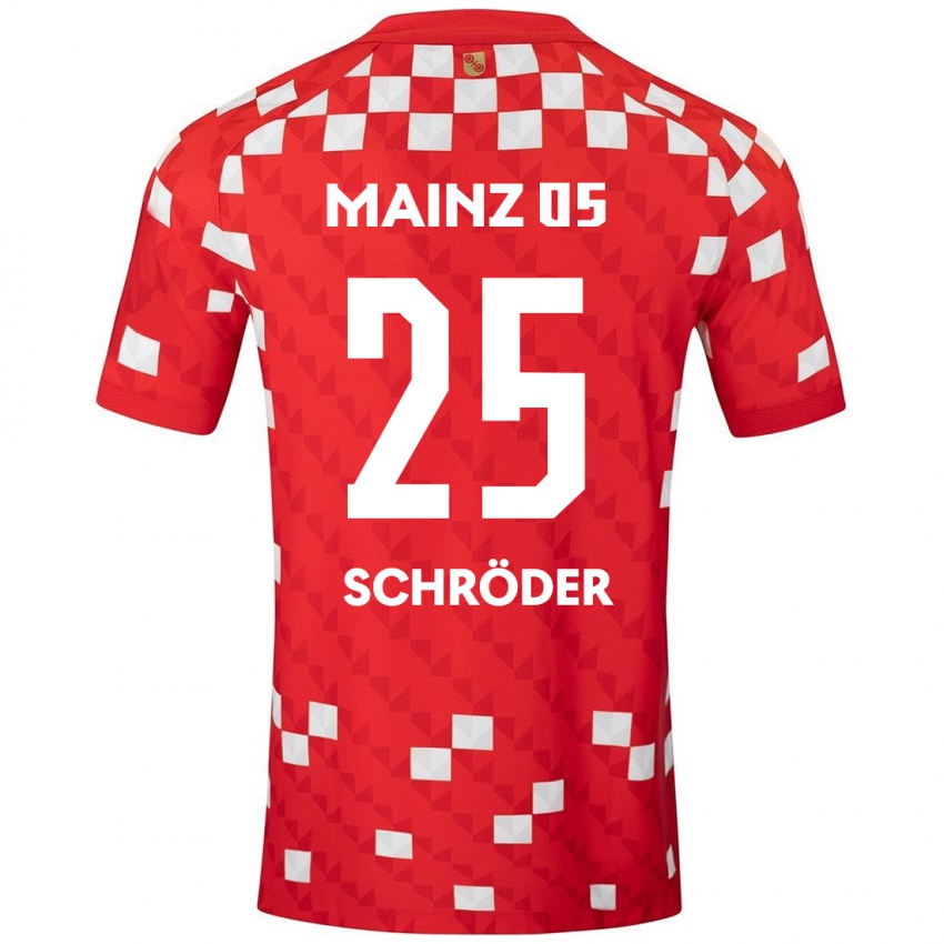 Niño Camiseta Maxim Schröder #25 Blanco Rojo 1ª Equipación 2024/25 La Camisa Chile