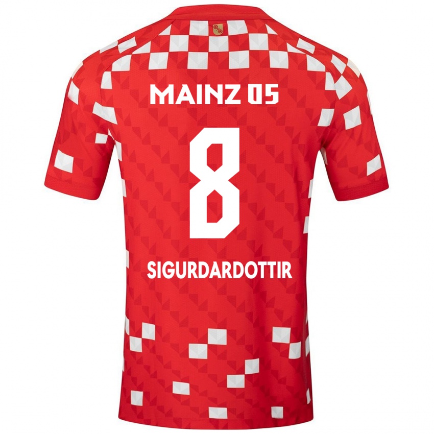 Niño Camiseta Heiðrún Sigurðardóttir #8 Blanco Rojo 1ª Equipación 2024/25 La Camisa Chile