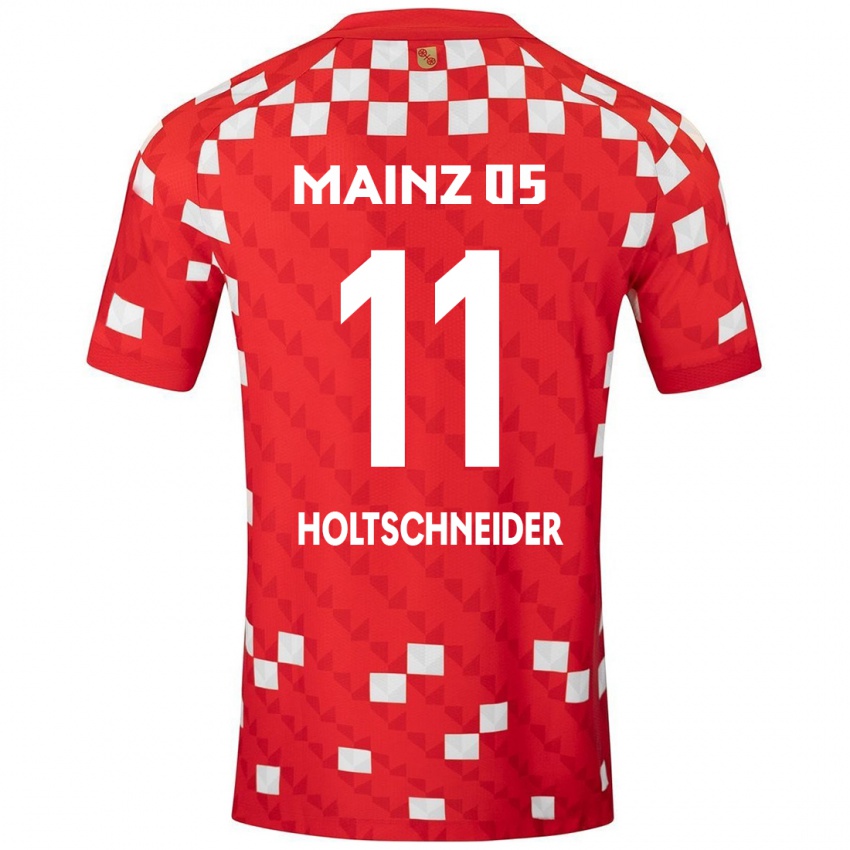 Niño Camiseta Hannah Holtschneider #11 Blanco Rojo 1ª Equipación 2024/25 La Camisa Chile