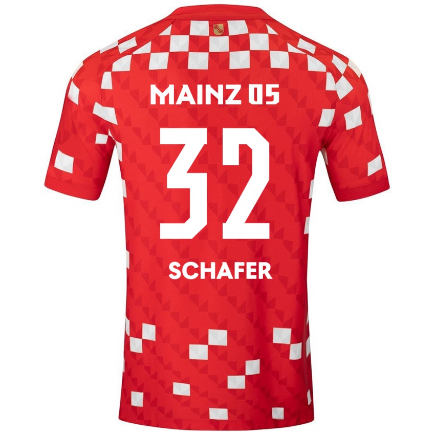 Niño Camiseta Ann-Christin Schäfer #32 Blanco Rojo 1ª Equipación 2024/25 La Camisa Chile