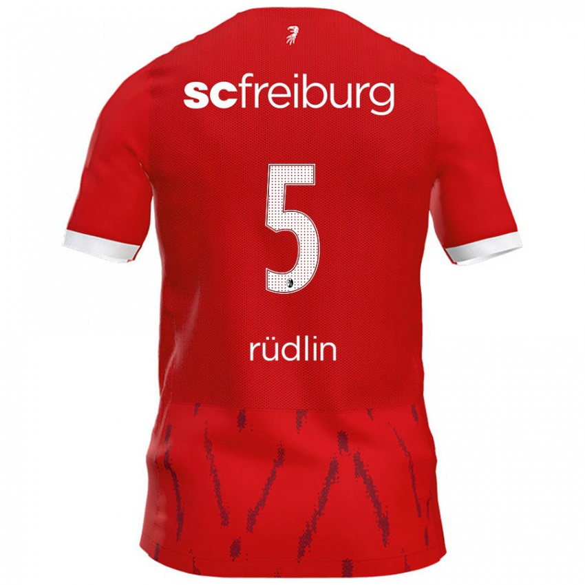 Niño Camiseta Fabian Rüdlin #5 Rojo 1ª Equipación 2024/25 La Camisa Chile