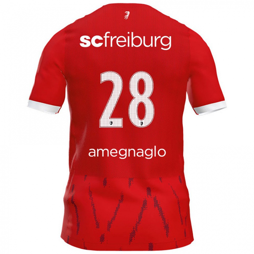 Niño Camiseta David Amegnaglo #28 Rojo 1ª Equipación 2024/25 La Camisa Chile