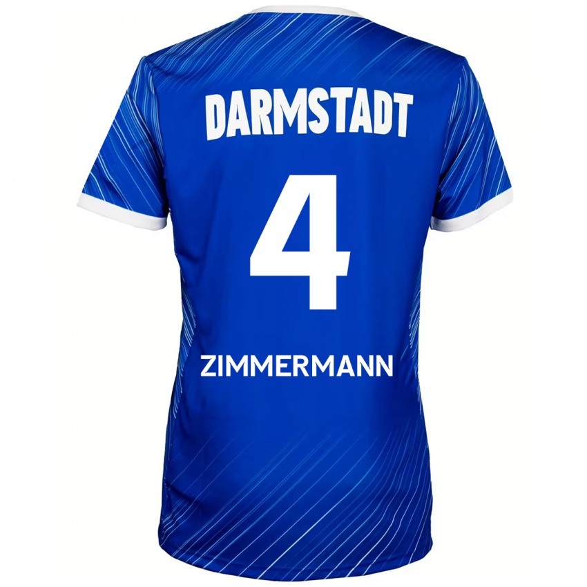 Niño Camiseta Christoph Zimmermann #4 Azul Blanco 1ª Equipación 2024/25 La Camisa Chile