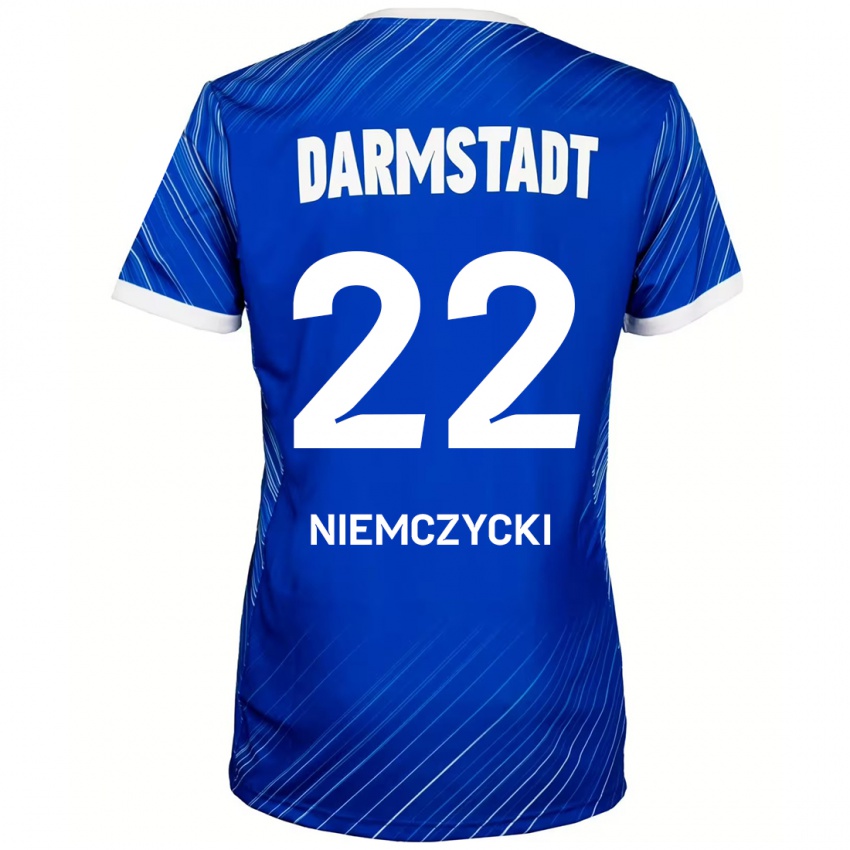 Niño Camiseta Karol Niemczycki #22 Azul Blanco 1ª Equipación 2024/25 La Camisa Chile