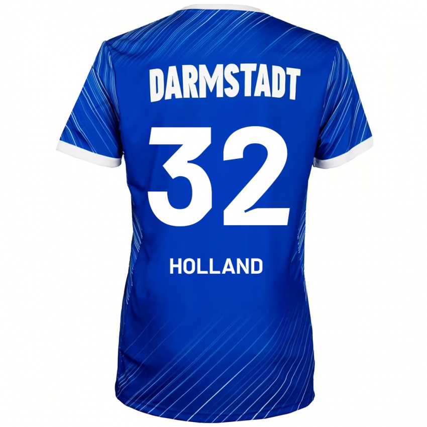 Niño Camiseta Fabian Holland #32 Azul Blanco 1ª Equipación 2024/25 La Camisa Chile