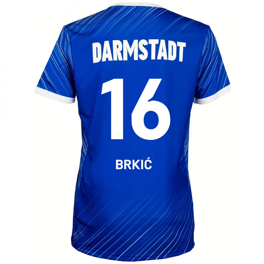 Niño Camiseta Amar Brkić #16 Azul Blanco 1ª Equipación 2024/25 La Camisa Chile