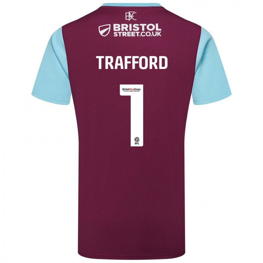 Niño Camiseta James Trafford #1 Borgoña Azul Cielo 1ª Equipación 2024/25 La Camisa Chile