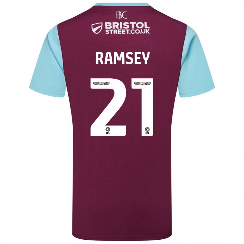 Niño Camiseta Aaron Ramsey #21 Borgoña Azul Cielo 1ª Equipación 2024/25 La Camisa Chile