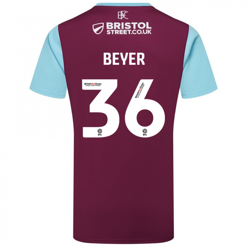 Niño Camiseta Jordan Beyer #36 Borgoña Azul Cielo 1ª Equipación 2024/25 La Camisa Chile