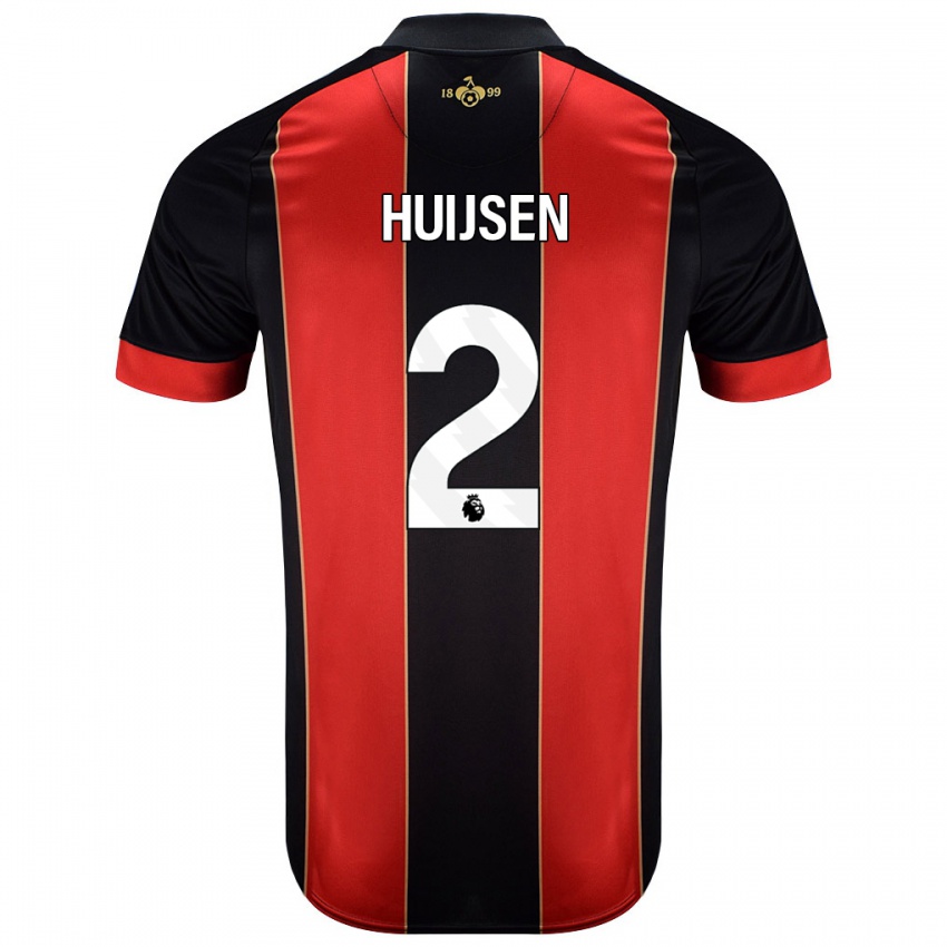 Niño Camiseta Dean Huijsen #2 Rojo Negro 1ª Equipación 2024/25 La Camisa Chile