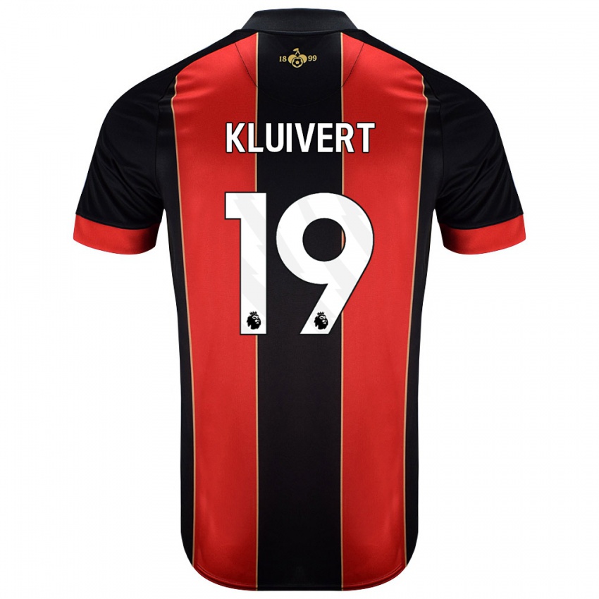 Niño Camiseta Justin Kluivert #19 Rojo Negro 1ª Equipación 2024/25 La Camisa Chile