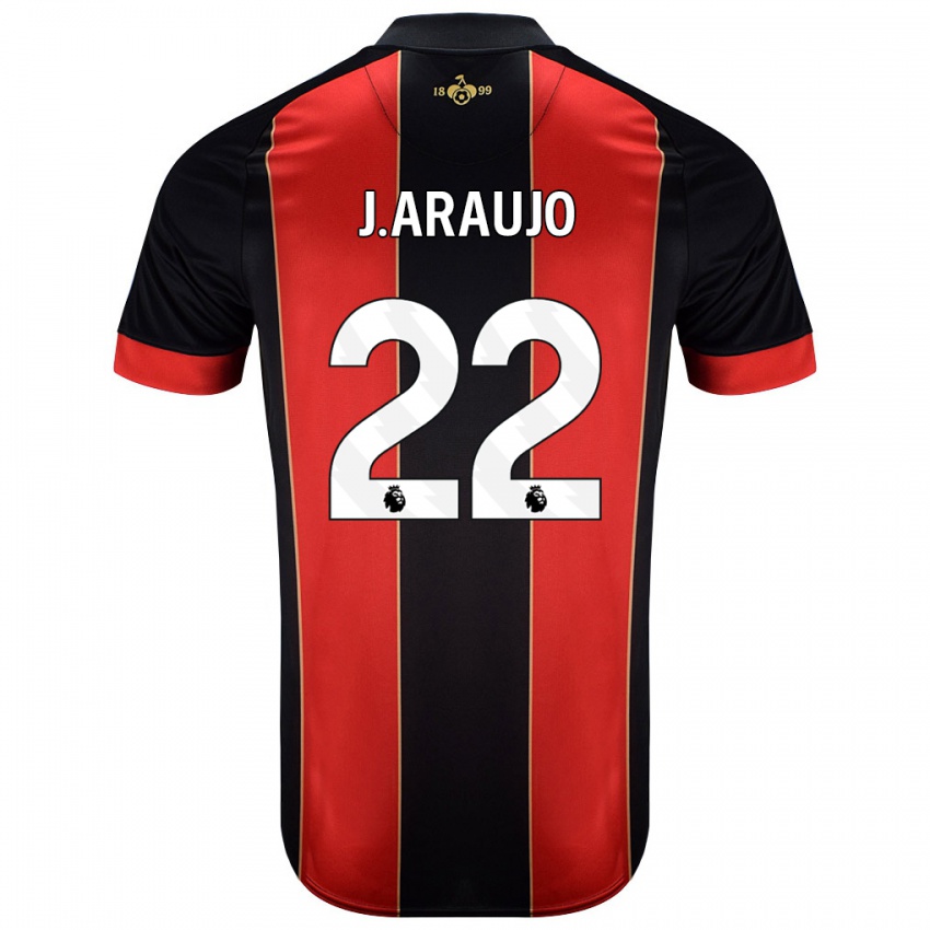 Niño Camiseta Julián Araujo #28 Rojo Negro 1ª Equipación 2024/25 La Camisa Chile