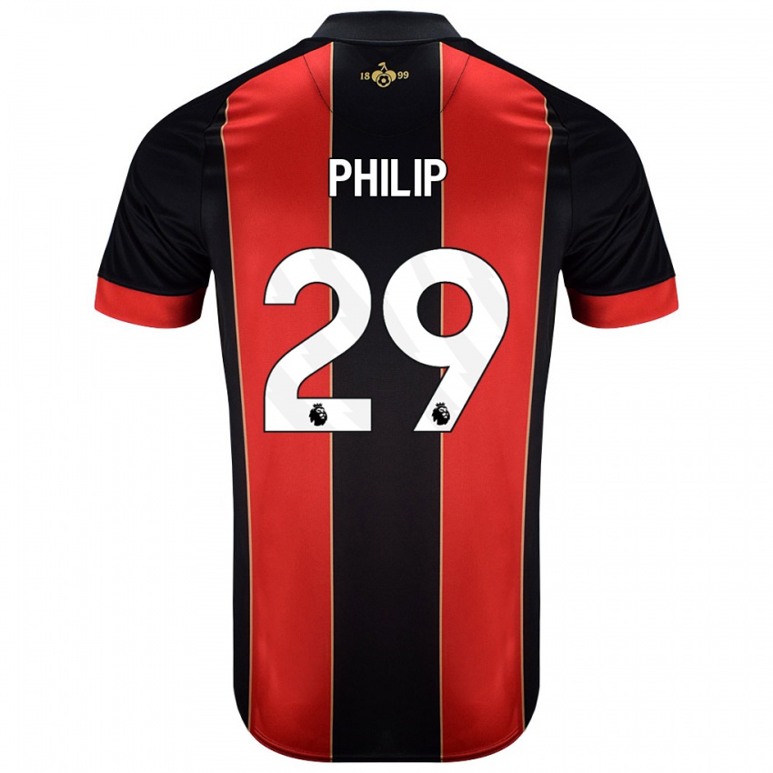 Niño Camiseta Philip Billing #29 Rojo Negro 1ª Equipación 2024/25 La Camisa Chile