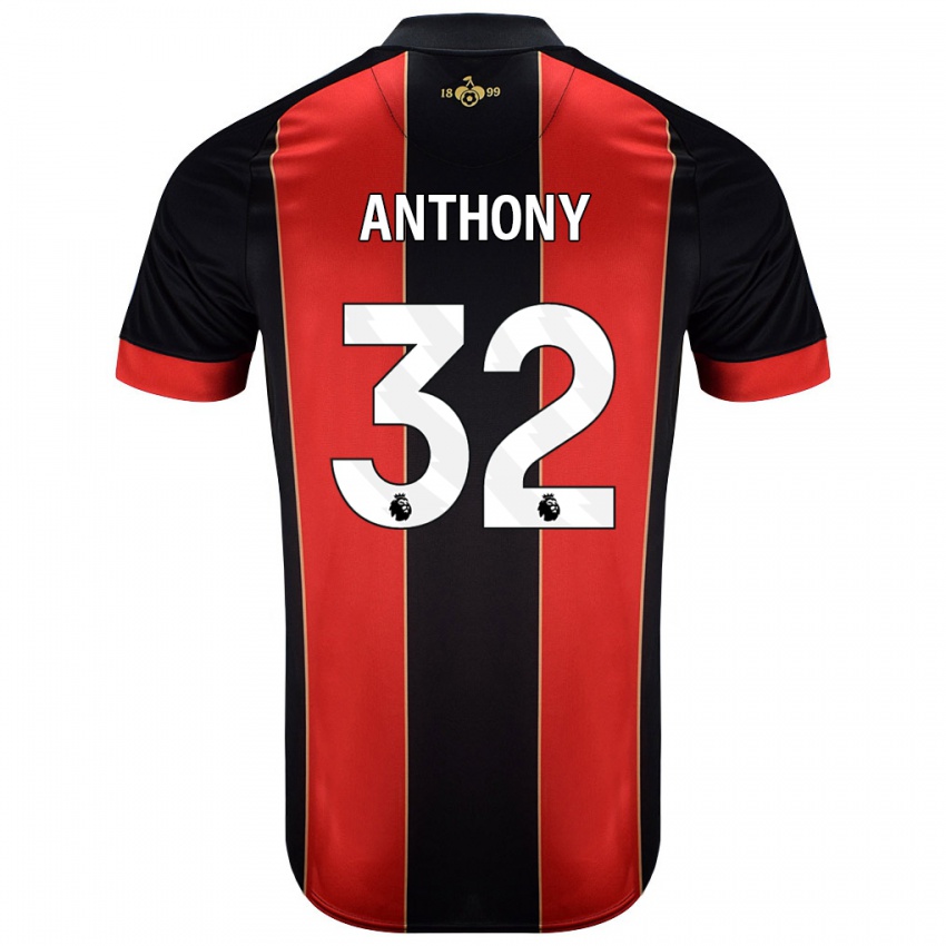 Niño Camiseta Jaidon Anthony #32 Rojo Negro 1ª Equipación 2024/25 La Camisa Chile