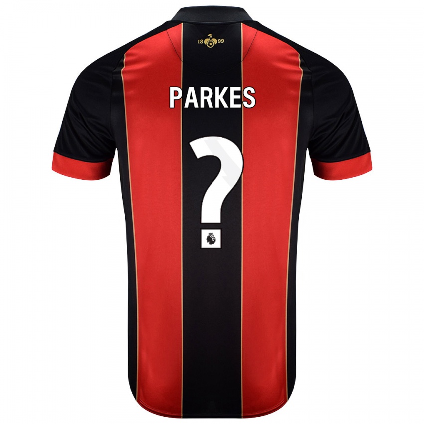 Niño Camiseta Sonny Parkes #0 Rojo Negro 1ª Equipación 2024/25 La Camisa Chile