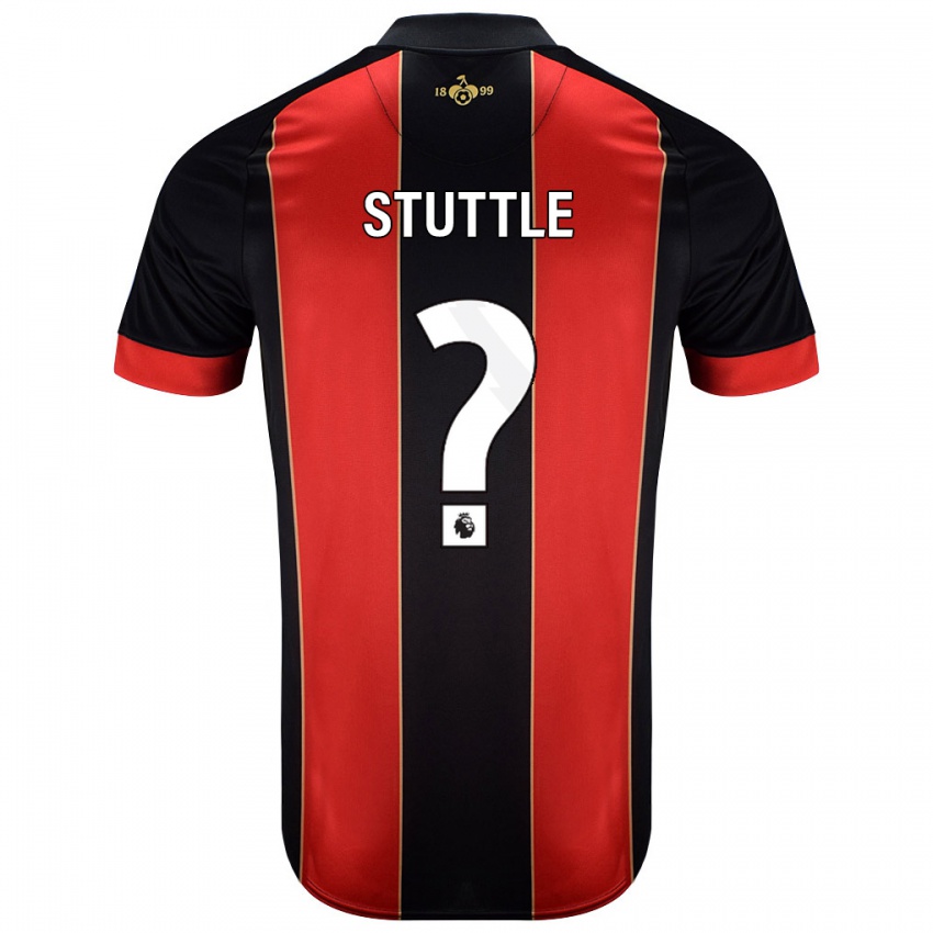 Niño Camiseta Jonny Stuttle #0 Rojo Negro 1ª Equipación 2024/25 La Camisa Chile