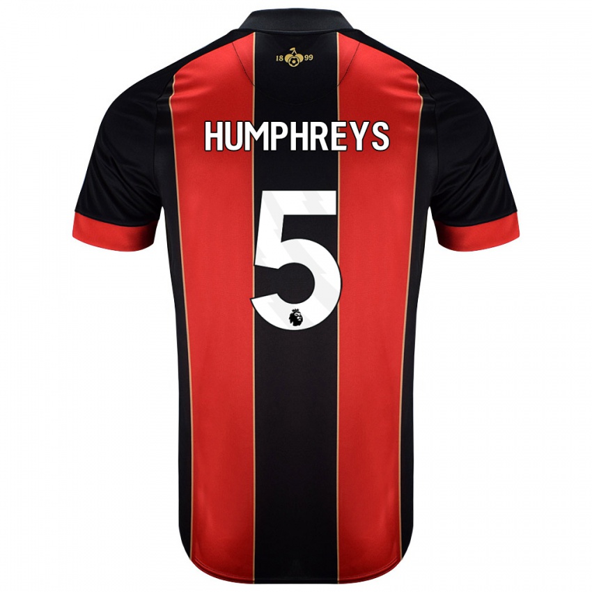 Niño Camiseta Holly Humphreys #5 Rojo Negro 1ª Equipación 2024/25 La Camisa Chile