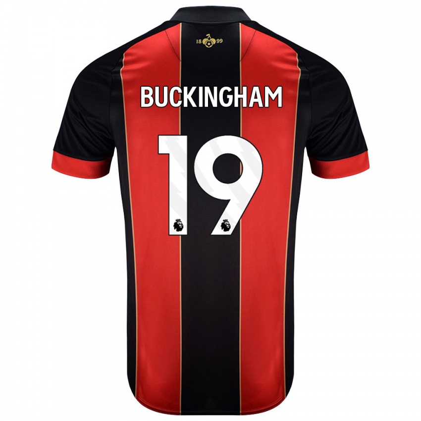 Niño Camiseta Alisha Buckingham #19 Rojo Negro 1ª Equipación 2024/25 La Camisa Chile