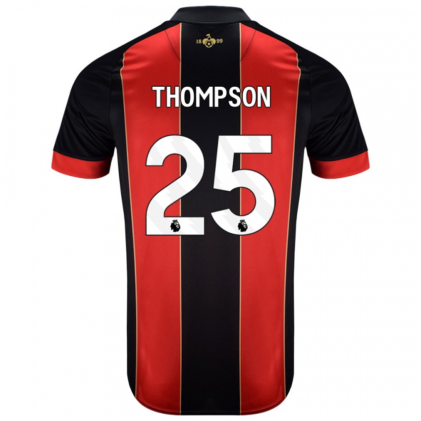 Niño Camiseta Kenni Thompson #25 Rojo Negro 1ª Equipación 2024/25 La Camisa Chile