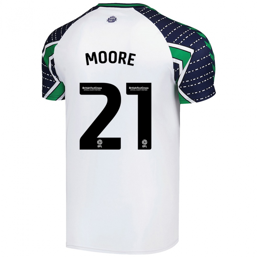 Niño Camiseta Simon Moore #21 Blanco 2ª Equipación 2024/25 La Camisa Chile