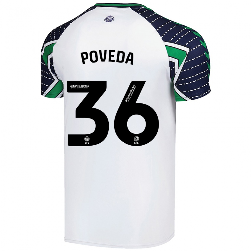 Niño Camiseta Ian Poveda #36 Blanco 2ª Equipación 2024/25 La Camisa Chile