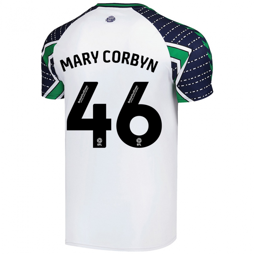 Niño Camiseta Mary Corbyn #46 Blanco 2ª Equipación 2024/25 La Camisa Chile