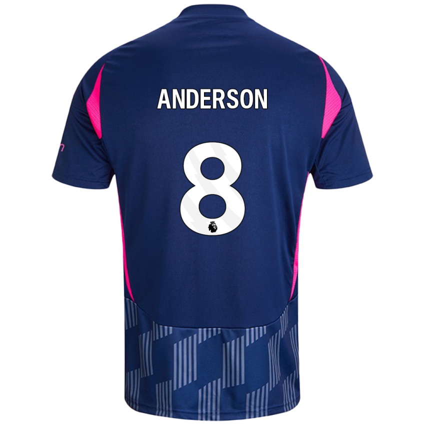 Niño Camiseta Elliot Anderson #8 Azul Real Rosa 2ª Equipación 2024/25 La Camisa Chile