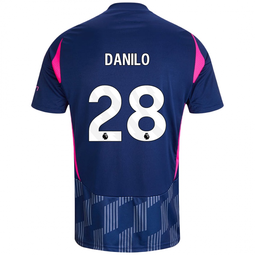 Niño Camiseta Danilo #28 Azul Real Rosa 2ª Equipación 2024/25 La Camisa Chile