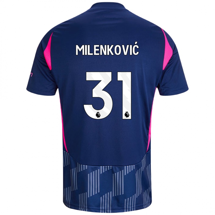 Niño Camiseta Nikola Milenković #31 Azul Real Rosa 2ª Equipación 2024/25 La Camisa Chile