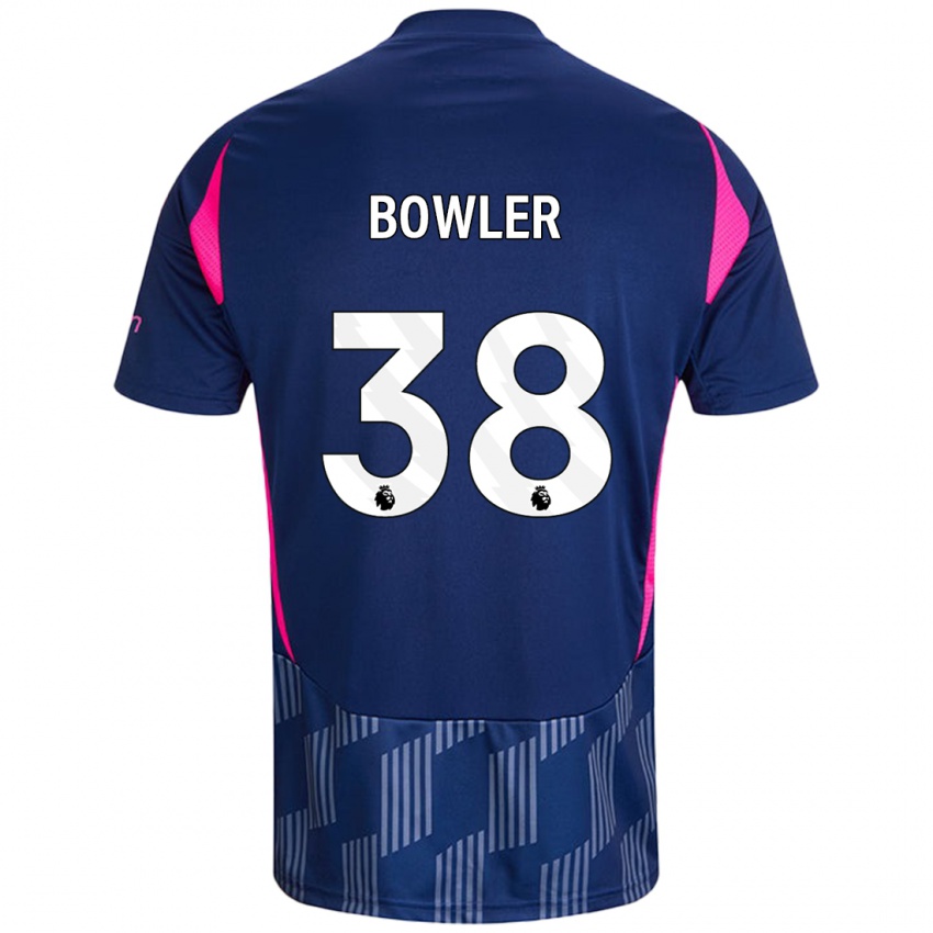 Niño Camiseta Josh Bowler #38 Azul Real Rosa 2ª Equipación 2024/25 La Camisa Chile